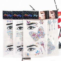 Tattoo Transfer New 3D Rhinestones for Face Festival Makeup Crystals Glitters Bright Face Diamond Jewels Stickers Adhesive Glitters for Face Gem 240426