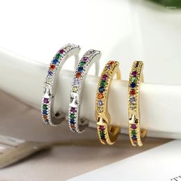 Hoop Earrings Minimalist Gold And Silver Colour Earring Personalised Sparkling Multicolor Round Micro Inlaid Zircon For Women