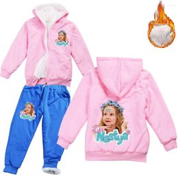 Clothing Sets Russian Sweet Merch Like Nastya Clothes Kids Winter Warm Baby Girls Hooded Zipper Jackets Pants 2pcs Boys Outfits