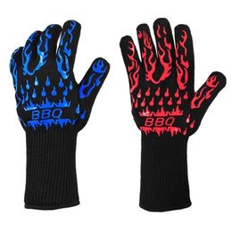 new New BBQ Oven Gloves 800 Degrees Fireproof Heat Resistant Gloves Silicone Oven Mitts Barbecue Heat Lnsulation Microwave Gloves for BBQ