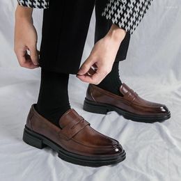 Casual Shoes Business Leather Mens Fashion Penny Loafers Dress Classic Formal Oxford For Men Elegantes Gents