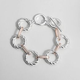 Charm Bracelets Amorcome Minimalist Metal Twisted Round Link Chain Bracelet For Women Texture Accessories Party Gift Jewelry Bijoux