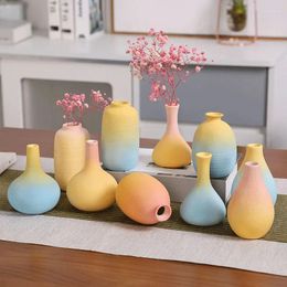 Vases Ceramic Gradient Color Small Vase Flower Arrangement Device Hydroponic Container Balcony Decoration Living Room Tabletop Decor