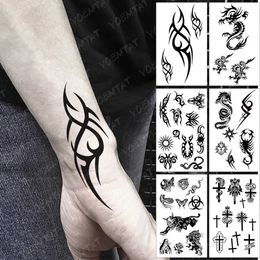 Tattoo Transfer Waterproof Temporary Tattoo Sticker Dark Dragon Flash Tatoo Maori Tribal Totem Arm Wrist Fake Tatto For Body Art Women Men 240427