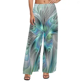 Women's Pants Blue Green Butterfly Abstract Animal Print Casual Wide Womens Oversized Beach Graphic Straight Trousers