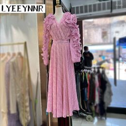 Casual Dresses LYEEYNNR Beach Style Temperament Dress Women Patchwork Flower Printed Female A-line Big Swing Elegant Robe Femme