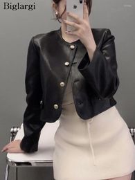 Women's Jackets PU Spring Summer Leather Coat Women Casual Loose Fashion Long Sleeve Ladies Cropped Korean Style Woman Coats