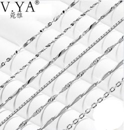 Whole Whole 100 Real Pure chain 925 Sterling Silver necklace Waterwave box blade for women top quality Fine Jewelry5988638