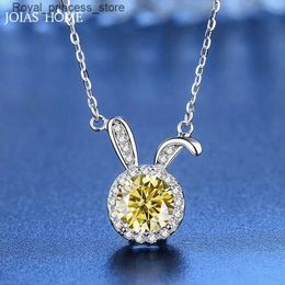 Pendant Necklaces JoiasHome Silver S9251ct D Cute and Cute Rabbit Pendant with Moissanite for Womens Necklace Romantic and Sweet Style Q240426