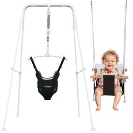 2-in-1 Baby Jumper and Swing Set for Indoor and Outdoor Use - Foldable Stand, Stable Toddler Swing, Perfect for Active Babies