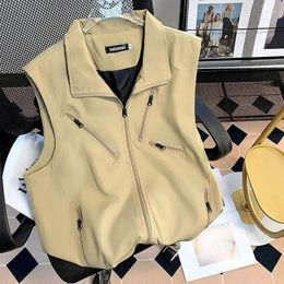Women's Vests Retro Zipper Work Clothes Sleeveless Vest Japanese Thin Sports And Leisure Camisole Cardigan With A For Wearing