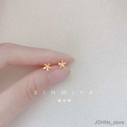 Charm Gold Color Star Letter Crown Small Stud Earrings Cute Zircon Ear Bone Nail Mini Crystal Flower Pierced Earrings Fashion Jewelry