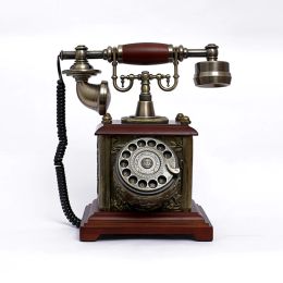 Accessories Antique Telephone Rotary Dial European Vintage Corded Telephone Landline with Hands Free Hanging Headset for Home Hotel Office