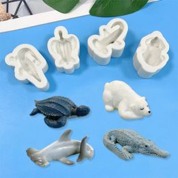 Moulds Ocean Animals Crocodile Polar Bear Hammerhead Shark Sea Turtle Fondant Moulds Baking Cake Desserts Decoration Tools Mould Silicon