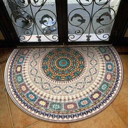 Carpet Ethnic semi-circular Bohemian entrance door anti slip bathroom mat soft geometric home decoration welcome floor carpet bedroom Q240426