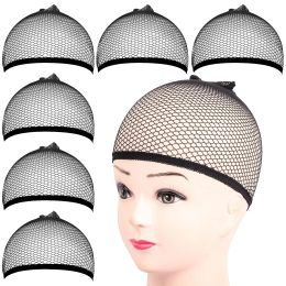 Hairnets 6PCS Wig Cap Black Mesh Wig Cap Net Closed End Hair Mesh Net Liner Weaving Caps for Women Men Wig Caps for Halloween Cosplay