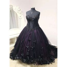 Prom 3d purpl drsss svart masqurad gothic och blommig appliqud badd wom wintag historiska viktorianska korst swthart evning klänningar lac plus
