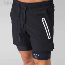 Men's Shorts LYFT New Gym 2 In 1 Shorts Men Training Fitness Sport Shorts Running Men Summer Shorts Workout Quick Dry Jogging Short Pants d240426