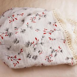 Blankets Baby Tassel Swaddle Wrap 2 Layer Soft Pure Cotton Receiving Blanket Muslin Quilt Bath Towel Infant Stroller Cover N0HD