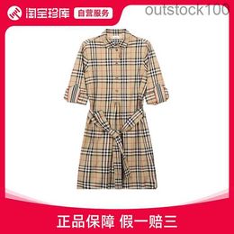 Original 1to1 Buurberlyes Designer Clothes Womens Cotton Waist Shirt Dress 8024585 High Quality Plaid Dress with Original Logo