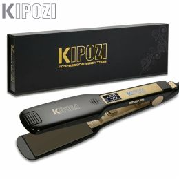 Irons 2023 KIPOZI Professional Titanium Flat Iron Hair Straightener with Digital LCD Display Dual Voltage Instant Heating Curling Iron