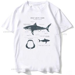 Men's T-Shirts Great White Anatomy T-Shirt New Summer Men Short Slve Hip Hop Punk Style Boy Casual Tops Fashion White Ts T240425