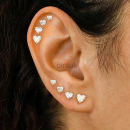 Stud Various Sizes Crystals Earrings For Women Heart Clear Zircon Stud Earring for Female Male Ear Accessories Earing Jewellry E342 d240426