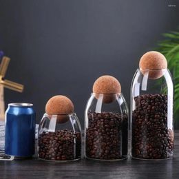 Storage Bottles Transparent Glass Jar Anti-deform Bean Sugar Bottle Great Cork Stopper For Coffee
