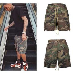 2023 New Mens Shorts High Street Ins Same Camo Multi Pocket Drawstring Washed Old Casual Work