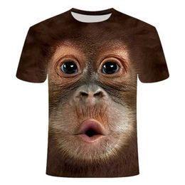 Men's T-Shirts Fashionable and Funny Monkey Summer Leisure Animal Pattern Mens T-shirt New Harajuku Personalised T-shirt Hip Hop 3D Printing Short Sled Top J240426