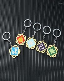 Keychains Anime Genshin Impact Keychain Metal Chaveiro Eye Of God 7 Car Key Chain Game Jewelry Llaveros2089390