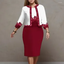 Ethnic Clothing African Dress Set Clothes Women 3/4 Sleeve Jacket Tops And Suit Autumn Print Fashion Office Lady Outfits 2024