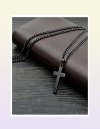 vintage cross pendant necklace stainless steel black chain men women Jewellery gift9608255
