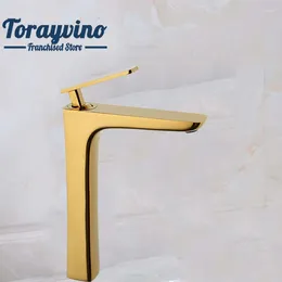 Bathroom Sink Faucets Torayvino Basin Faucet Torneira Gold Brass Deck Mounted & Cold Mixer Tap Single Handle
