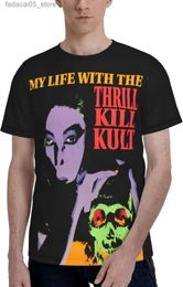 Men's T-Shirts My Life and Thrill Kill Kult T-shirt Mens Fashion Summer Round Neck Short sleeved Top Q240426