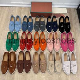 Loro Piano LP Italian Channel Brand Houjie Goods Dongguan Suede Comfort Soft Tassel Flat Bottom Casual Shoes Womens Genuine Leather Shoes