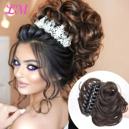 Chignon Chignon Chignon LM Messy Curly Short Synthetic Hair Chignon Donut Roller Bun Wig Claw Clip In Hairpiece for Women