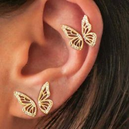 Dangle Chandelier Hot Sale Hollow Half Butterfly Wing Stud Earring for Women Girl Shiny Rhinestone Earrings Statement Jewellery Party Birthday Gifts