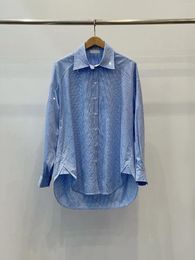 Women's Blouses Early Fall Casual French Dress Blue Shirt