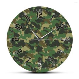 Wall Clocks Camouflage Modern Design Silent Acrylic Printing Living Room Home Decor Army Solider Quartz Reloj Pared Military Saat