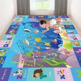 Large Sea Animals Baby Mat for Floor - Non-Toxic Non-Slip Playmat for Tummy Time and Crawling - Foldable Rug for Playroom - 110.2X78.7 INCH