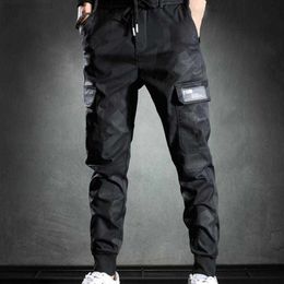 Popular Autumn Cargo Pants Casual Camouflage Jogger Pants Drawstring Multi Pockets Bottoms Ankle Tied Trousers for Daily Wear330T