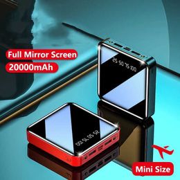 Cell Phone Power Banks 5000mAh Mini Power Pack Portable Charger Full Mirror Screen LED Light Digital Display Powerbank External Battery Pack Power Pack 240424