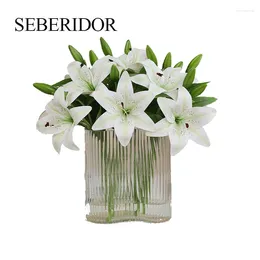 Decorative Flowers 8PCS 1 Head 2 Buds Plastic Lily Artificial For Wedding Party Valentine's Day Gift Living Room Decoration