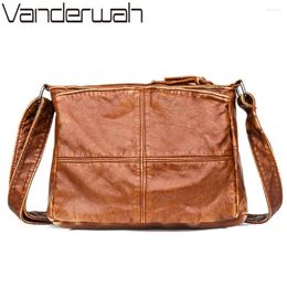 Shoulder Bags Many Pocket Retro Crossbody Bag For Women Winter Handbag Female Soft Washed Leather Purses And Handbags Sac A Main