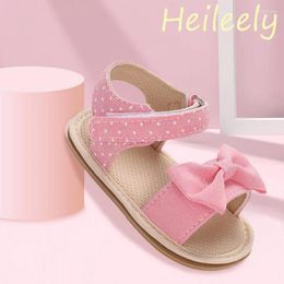 First Walkers 2024 Baby Shoes For Girl Pink Colour Polka Dot Denim With Bow Casual Sandals 1 2 3