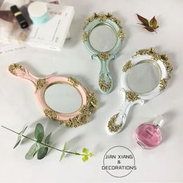 3 Colours Cute Creative Vintage Hand Mirrors Makeup Vanity Mirror Handheld Cosmetic Mirror with Handle for Gifts