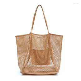 Totes Fashion Beach Bag Mesh Large-capacity One-shoulder Tote Women Go Out Portable Washing Swimming Clothes Storage Bags