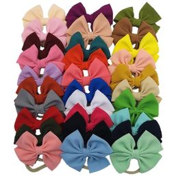 Bulk 60pc lot Girls 45 Solid Fabric Hair Bow HeadbandsKids Hair Bows Elastic Headbands Nylon Headband Kids Hair Accessories 259G