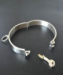 Solid 304 Stainless Steel Lockable Neck Collar Bdsm Bondage Restraints Choking Ring Slave Fetish SM Games Sex Toys For Women Man Y8438957